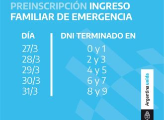 Mañana comienza la preinscripción para tramitar el Ingreso Familiar de Emergencia