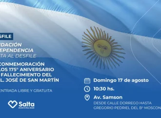 Desfile en conmemoración del fallecimiento del Gral. San Martín en barrio Mosconi